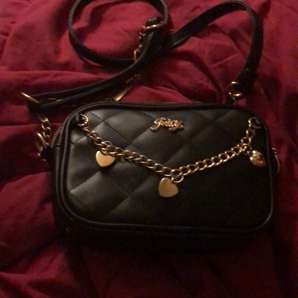 Black Quilted Crossbody Bag with Gold Chain by Juicy Couture Kids